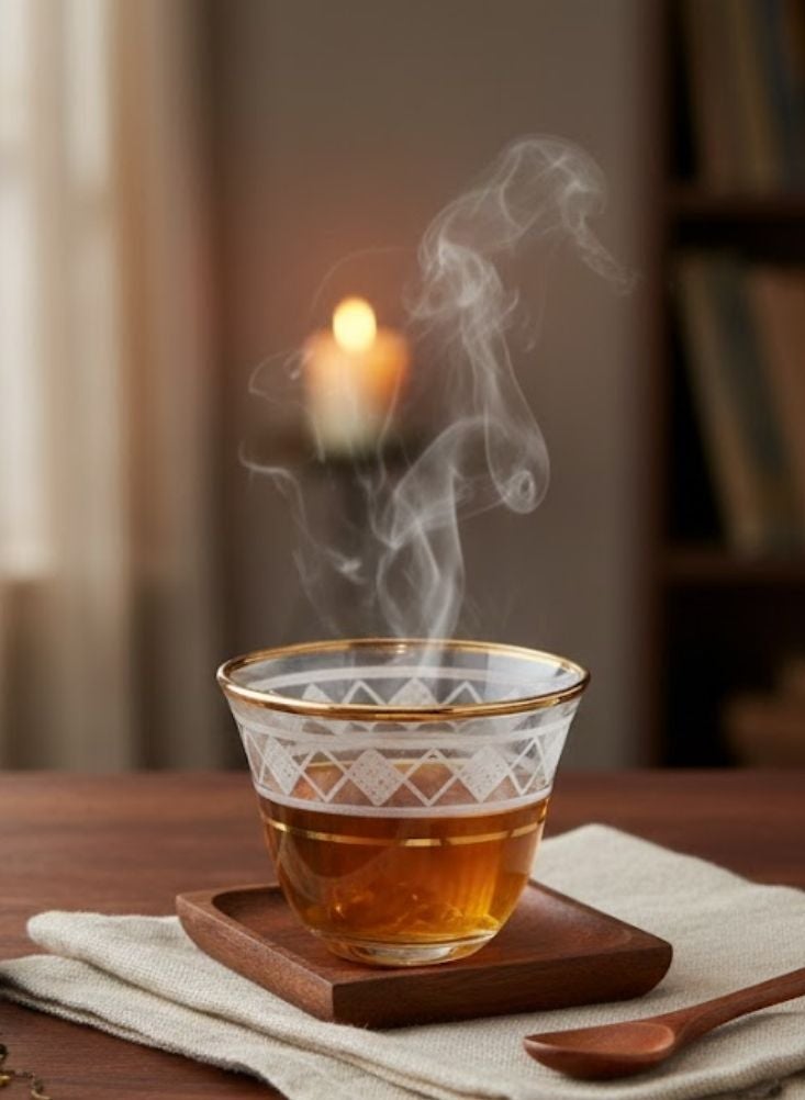 بريميم طقم أكواب شاي زجاجية شفافة من جولد لاين مكوّن من اثني عشر كوباً بتصميم بسيط - Image 2